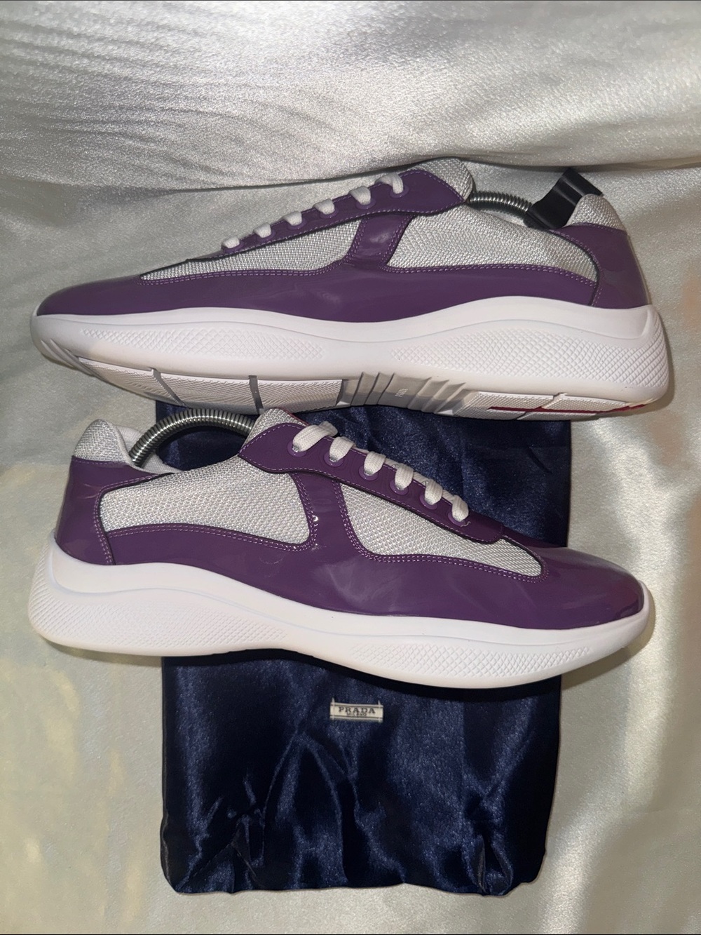 Prada Men's Purple and White Low-Top Lace-Up Sneakers!🔥New! Size: 11us - Picture 6 of 11